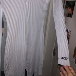 Knit high neck ribbed romper